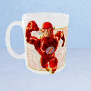 Flash Superhero Coffee Mug Side View with Lightning Design