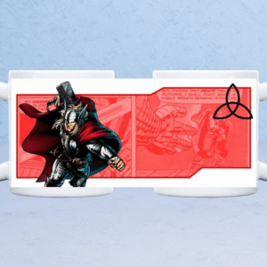 wrap.jpg Full Wrap Thor Mug Design – Red Comic Print Coffee Cup
