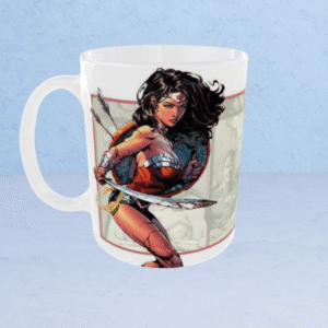 Wonder Woman Coffee Mug Side View with Comic Design