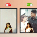 Magic Frame LED photo frame light ON and OFF comparison with military couple personalized photo