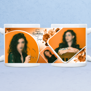 Customized birthday photo collage mug full wrap view with floral theme by First Gift